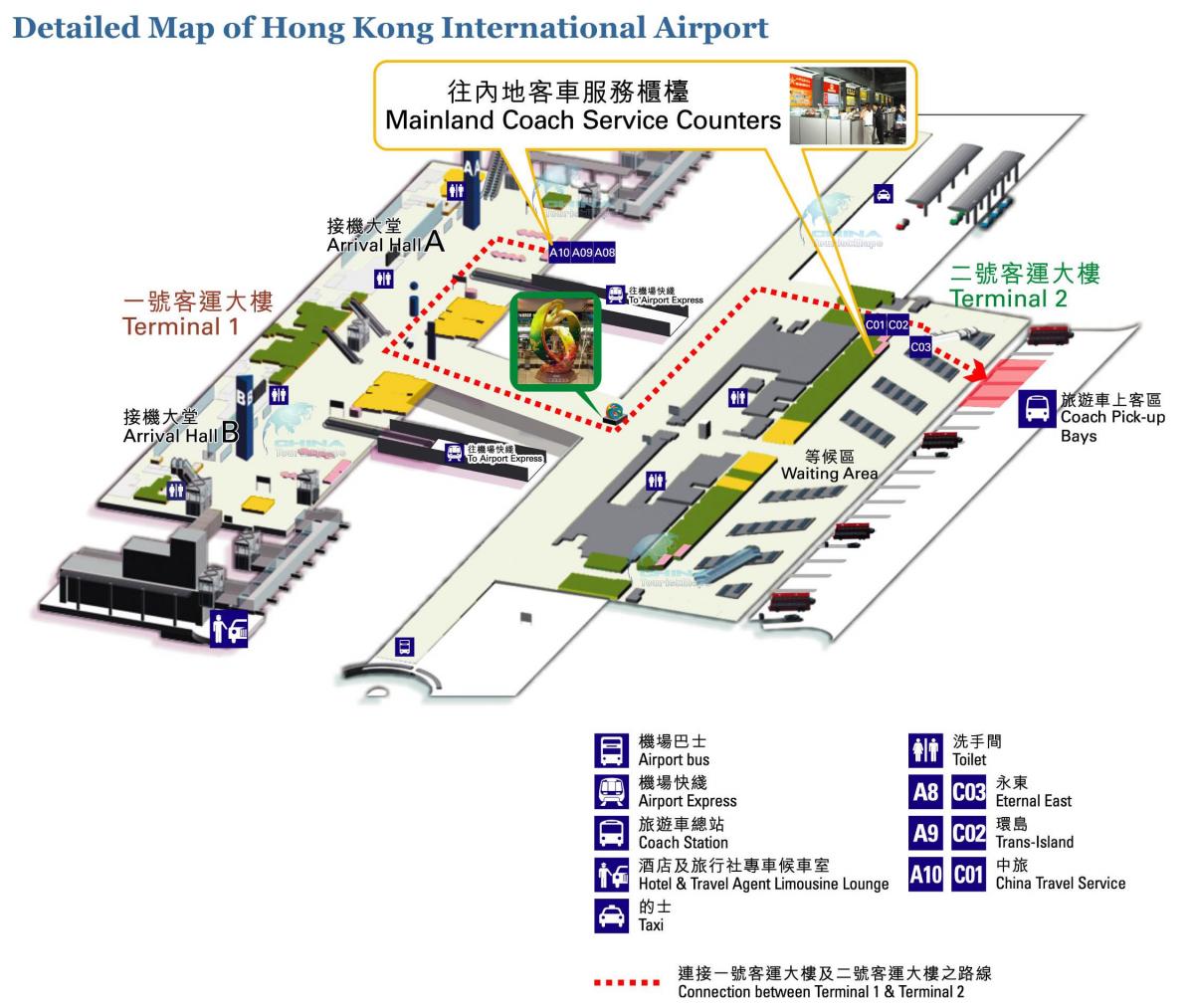 Hong Kong aerodrom mapu terminal 1 2