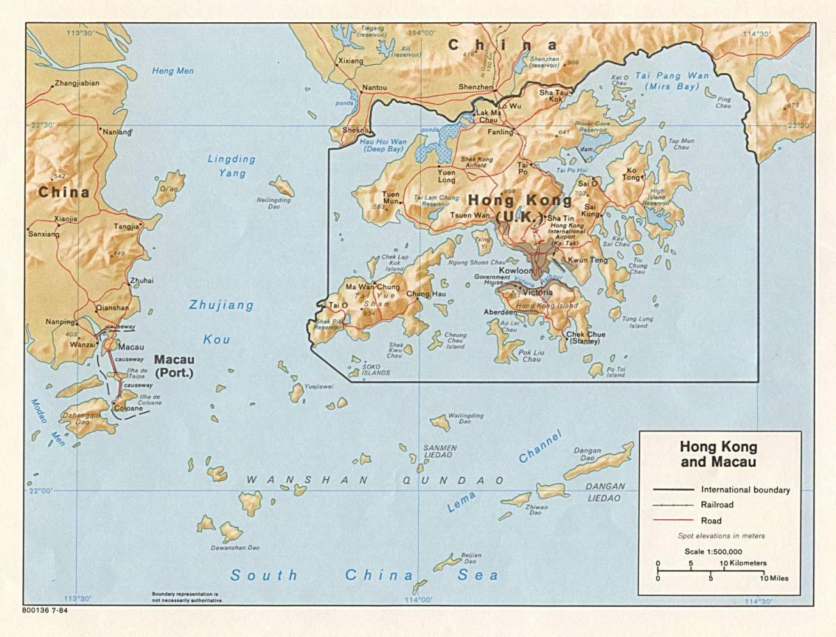 mapa Hong Kong i Makao