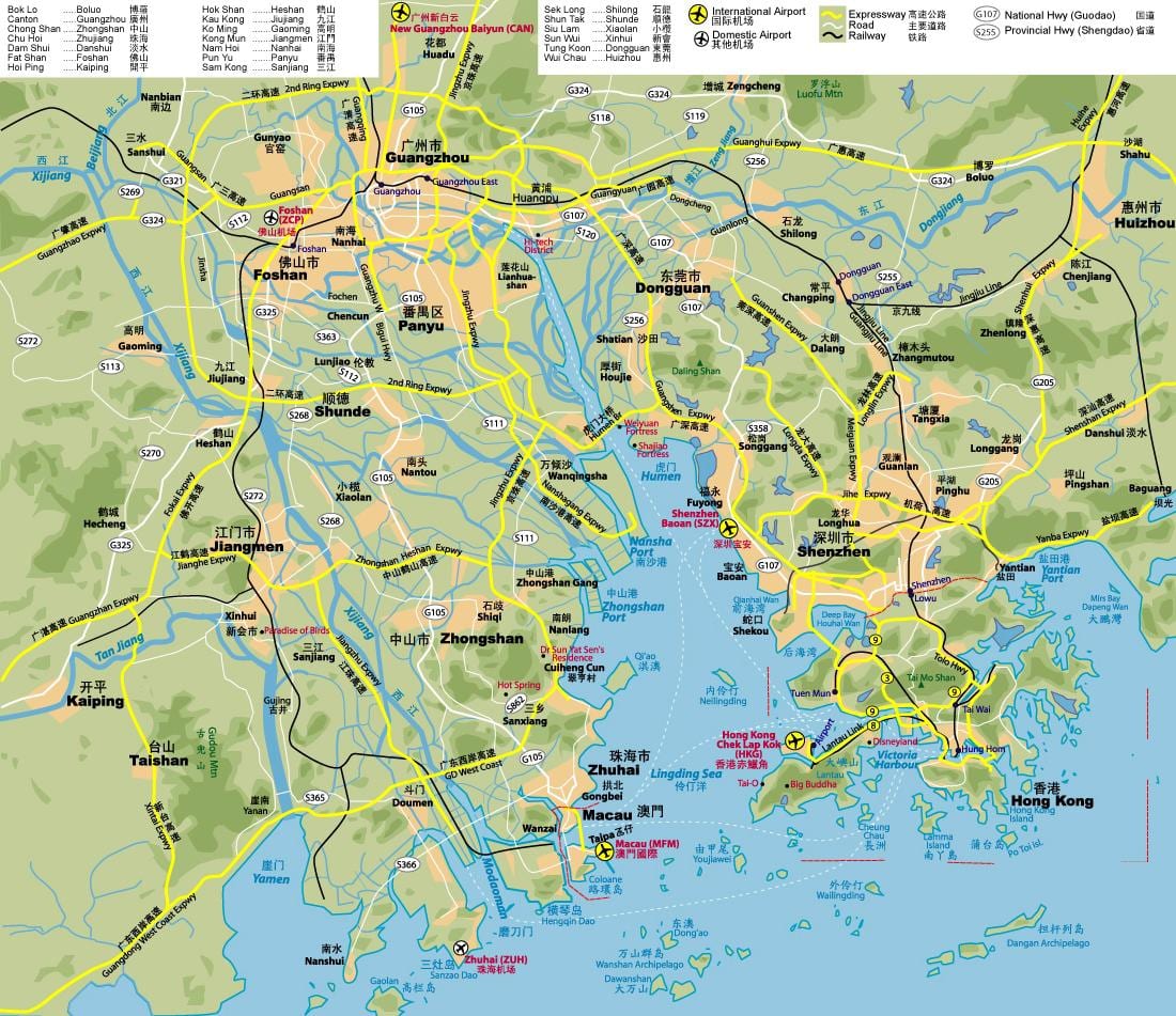 mapa puteva u Hong Kongu
