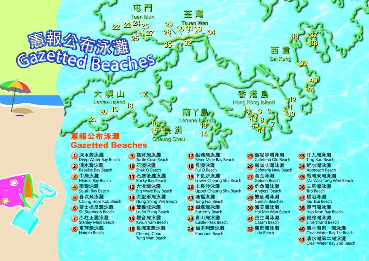 mapa Hong Kong plaže