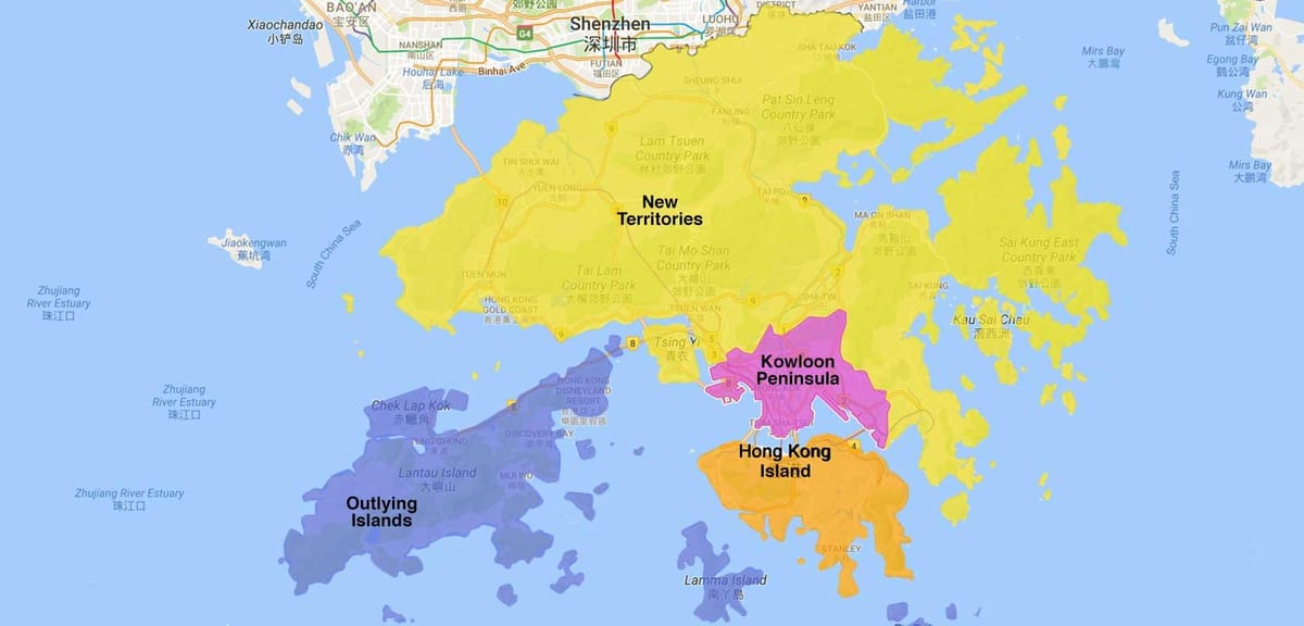 mapa Hong Kong oblast