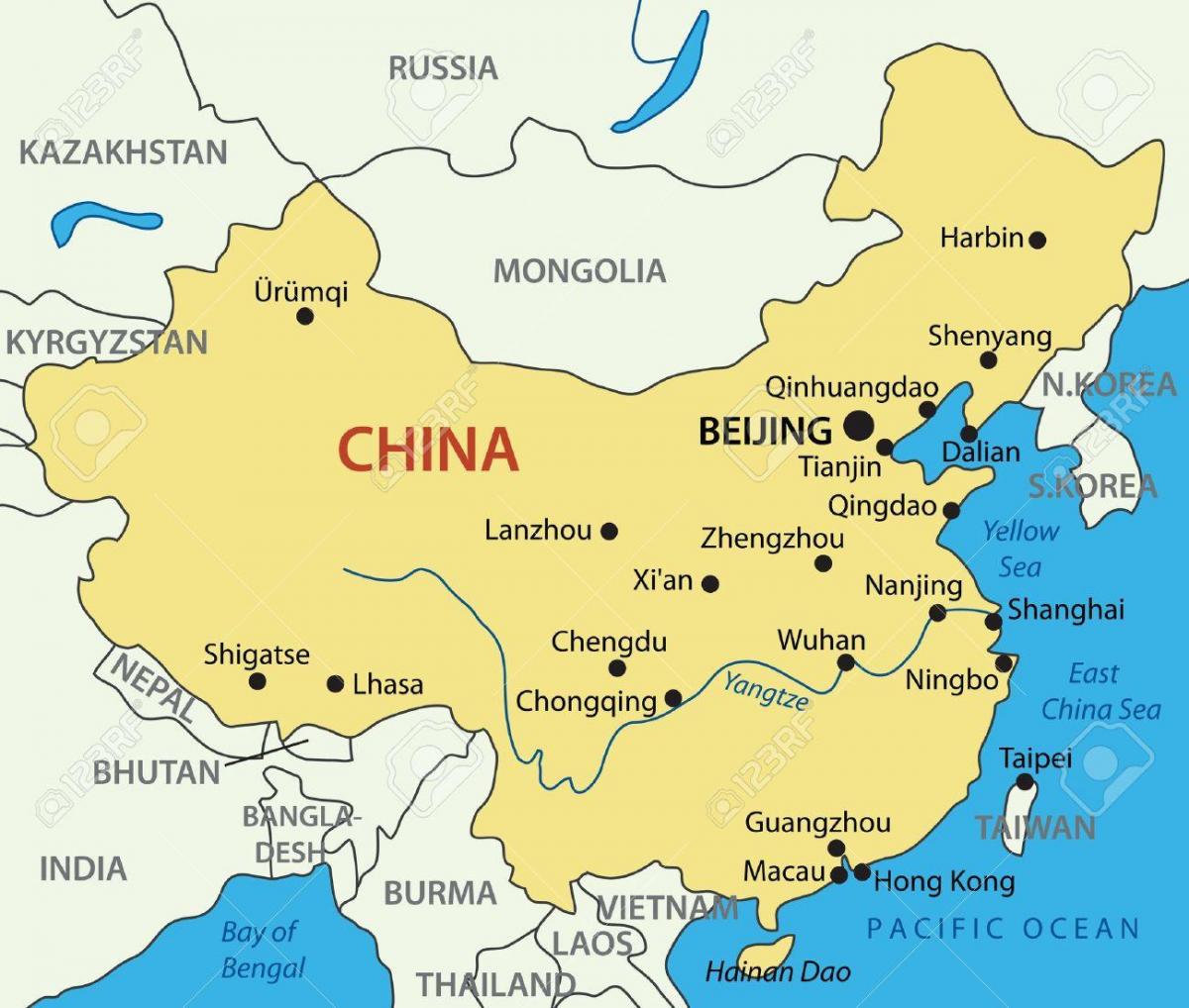 mapa Tajvan i Hong Kong