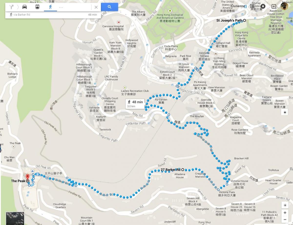 Hong Kong planinarenje staza mapu