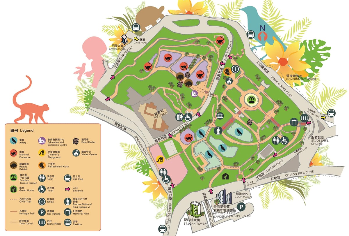 mapa Hong Kong zoološkom i botaničkoj bašti