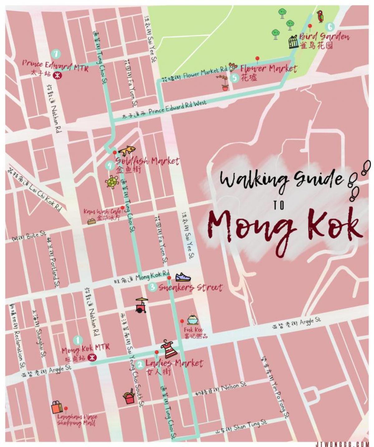 mapa Međ Kok Hong Kong
