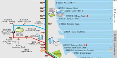 Hong Kong ding ding tramvaj mapu
